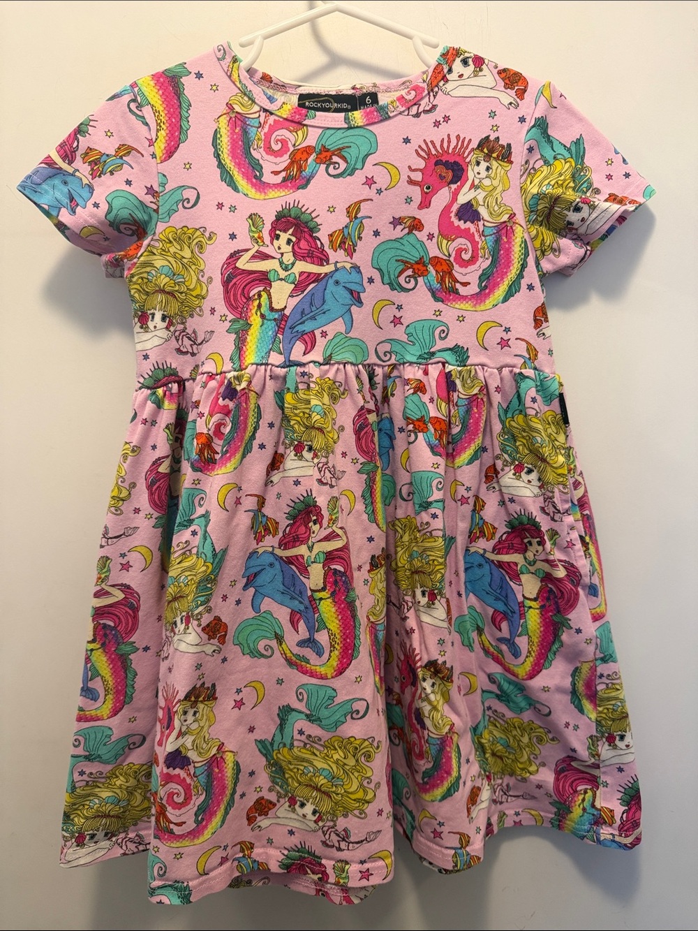 Rock Your Kid Pink Mermaid 🧜♀️ & Dolphin 🐬 Print Dress